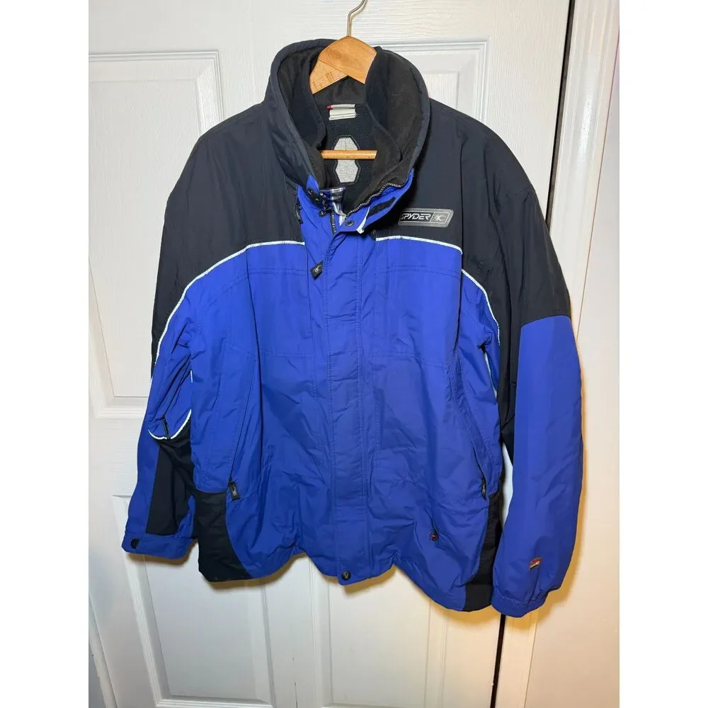 Spyder Blue Black Insulated Ski Snow Jacket Men's XXL Winter Coat
